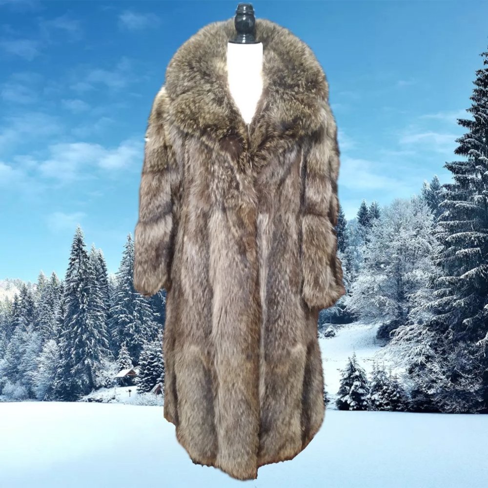 Vintage Canadian Raccoon Fur Trench Coat, Unisex. Perfect for Woman or Man!